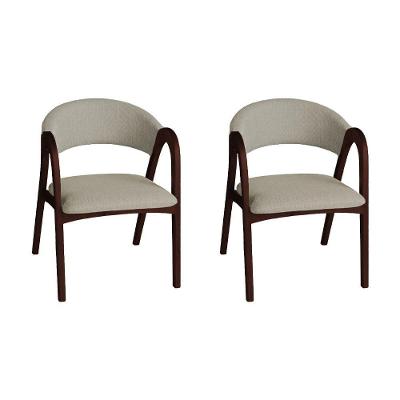 Conjunto 2 Cadeiras Valentina Madeira Maciça Estofadas em Linho Bege Ideal Decor
