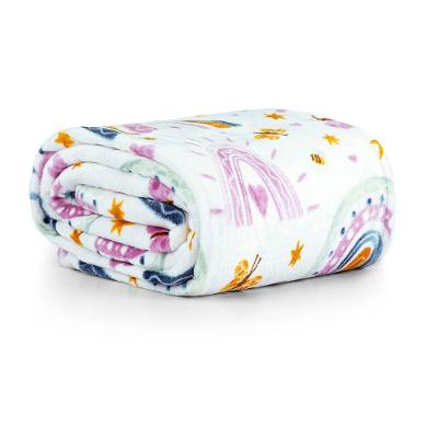 Cobertor Manta Infantil Solteiro Rainbow 2,20m X 1,50m Microfibra Flannel Macio Clara Luz Decora