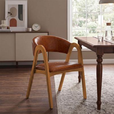 Cadeira para Sala de Jantar Valentina Madeira Maciça Cerejeira Estofada Ocre Ideal Decor