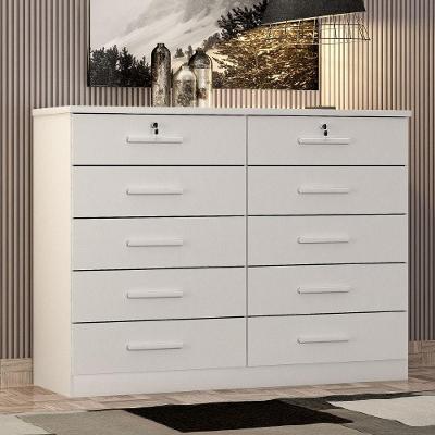 Cômoda Milão 10 Gavetas MDF com Puxadores Branco Móveis Novo Horizonte