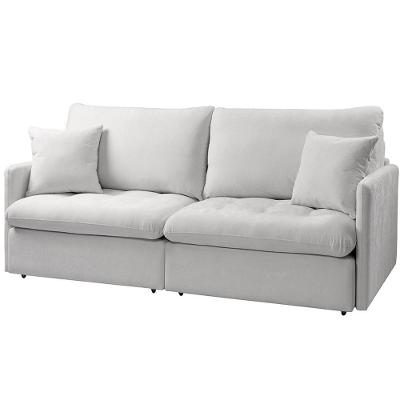 Sofá Aden K01 3 Lugares Retrátil e Reclinável 214cm Bege Lyam Decor