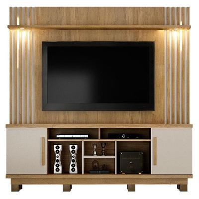 Home Theater Plenus para TV 60" 200CM MDF-MDP com LED Cinamomo e Off White Valdemóveis