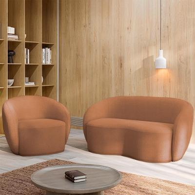Conjunto Sofá Íbis 3 Lugares 180cm Terracota Bouclê com Poltrona Decorativa Gran Belo