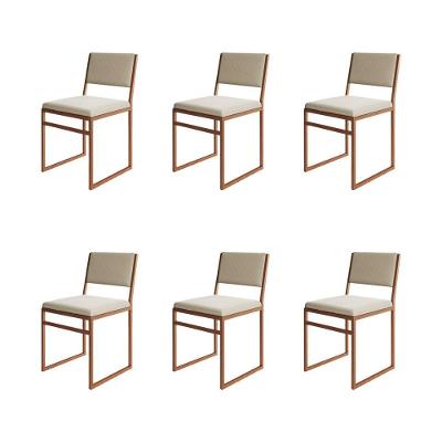 Kit 6 Cadeiras Industrial Isa Veludo Bege Base Cobre Para Mesa Sala Cozinha - Cobre-bege