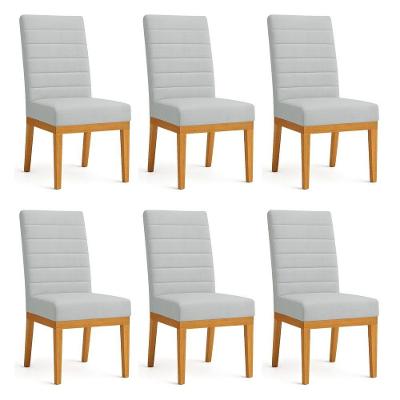 Kit 6 Cadeiras De Jantar Solana Suede Base De Madeira - Pallazio Cor Cinza