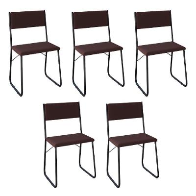 Kit 5 Cadeiras De Jantar Angra Estofadas Para Mesa Sala Cozinha Conforto E Estilo - Marrom