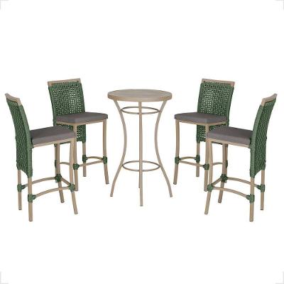 Mesa Bistro E 4 Banquetas Roma Fendi Corda Náutica 11 Verde