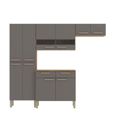 Cozinha (com Balcão) 8 Portas 2 Portas De Vidro 2 Gavetas Nala Plus Freijo-gris - Ssx Multicoisas
