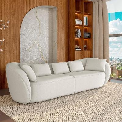 Sofá Diamond Bipartido 232cm Bouclê Bege Claro com Almofadas Soltas Gran Belo
