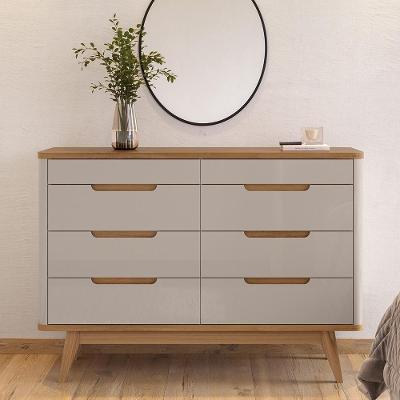 Cômoda para Quarto Luke 8 Gavetas MDF MDP Off White e Cedro Mpozenato