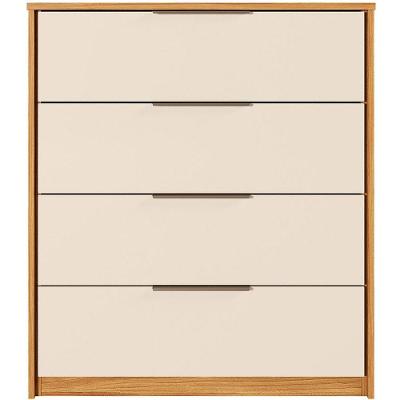 Cômoda para Quarto Alina 4 Gavetas MDF/MDP Puxadores Metal Cinamomo-off White