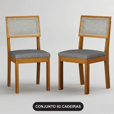 Cadeira Para Mesa De Jantar Flora Mdf Kit 2 Peças Linho Cinza - Leifer