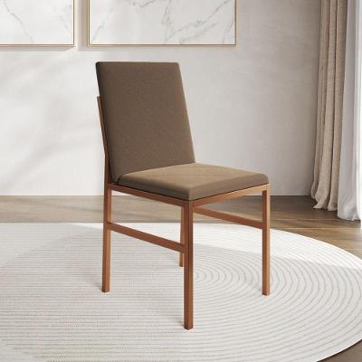 Cadeira De Jantar Mônaco Estofada Base Cobre Veludo Para Mesa De Jantar Sala Cozinha - Cobre-marrom