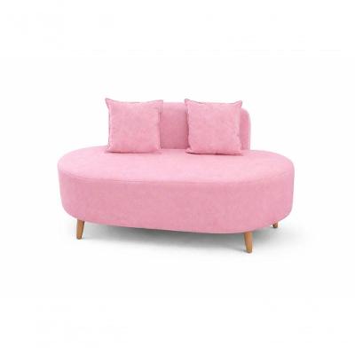 Sofá Orgânico Feijão Para Sala Quarto Closet 115 Cm Com 02 Almofadas Tecido Suede Rosa