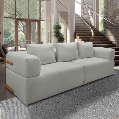 Sofá Nuuk 4 Lugares Bipartido 260cm Linho Cinza G63 Gran Belo