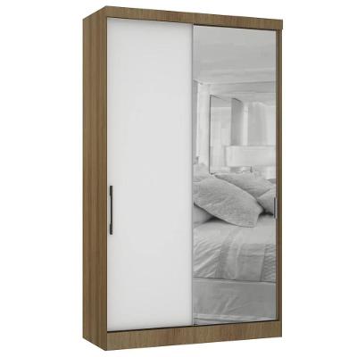Guarda Roupa Solteiro 135cm 2 Portas E Espelho Delphi Avelã/branco L01 - Mpozenato