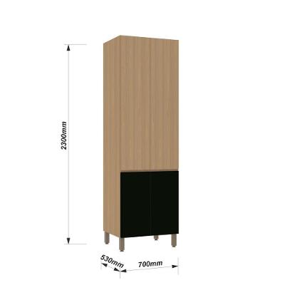 Paneleiro Duplo Slim 4 Portas 4 Prateleiras MDP 70cm Freijó Br e Preto Luciane Móveis