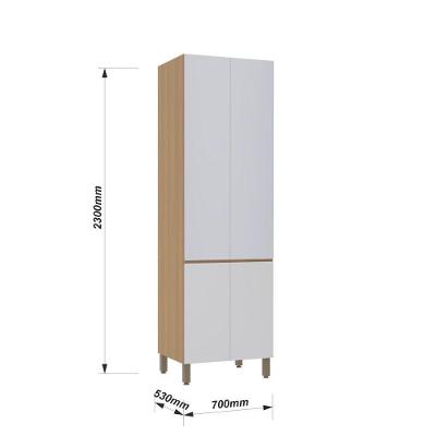 Paneleiro Duplo Slim 4 Portas 4 Prateleiras MDP 70cm Cinza Cristal Luciane Móveis