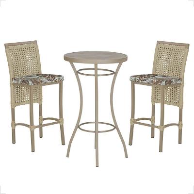 Mesa Bistrô E 2 Banquetas Roma Fendi Corda Estofado 5 Trama Rami