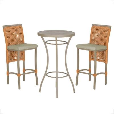 Mesa Bistrô E 2 Banquetas Roma Fendi Corda Estofado 7 Trama Terra Cota
