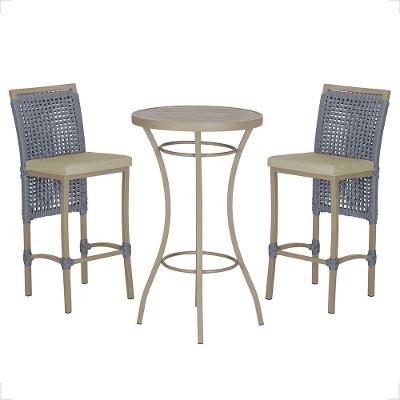 Mesa Bistrô E 2 Banquetas Roma Fendi Corda Estofado 7 Trama Prata