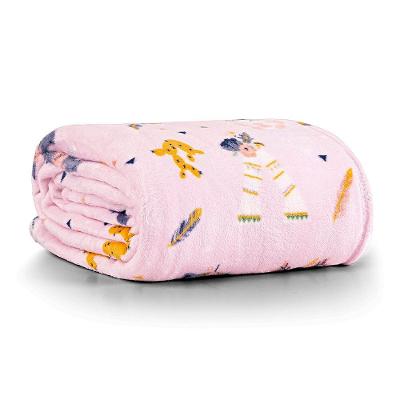 Cobertor Manta Infantil Foxy Rosa Solteiro 2,20m X 1,50m 100% Poliéster Flannel Clara Luz Decora
