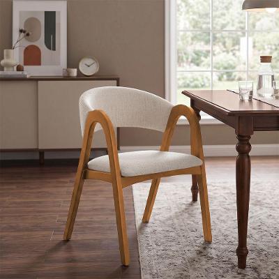 Cadeira Valentina Madeira Maciça Encosto Anatômico Linho Off White Ideal Decor