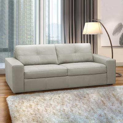 Sofá Mendes 3 Lugares 235cm Off White Couro para Sala de Estar Gran Belo