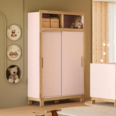 Guarda Roupa Casal com 2 Portas de Correr 2 Gavetas MDP MDF Rosa Mais de Casa