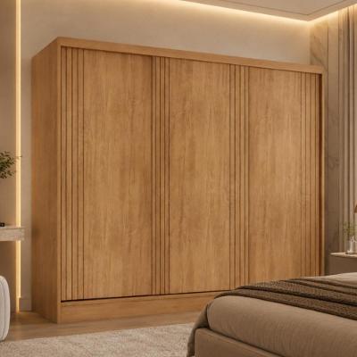 Guarda Roupa Casal CR35537 3 Portas de Correr 4 Gavetas MDF Madeirado Multimóveis
