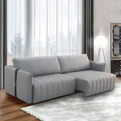 Sofá Retrátil Bipartido Comala G93 240cm Linho Cinza para Sala de Estar Gran Belo