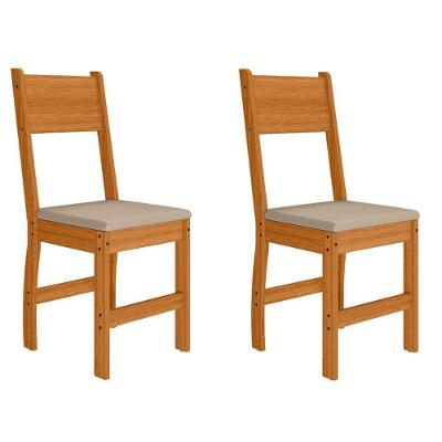 Kit 2 Cadeiras de Jantar Milano MDF Tecido Bege Base Freijó Pallazio
