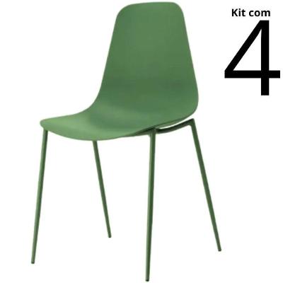 Conjunto 4 Cadeiras Miami Aço Polipropileno Verde Oliva Lemare Móveis