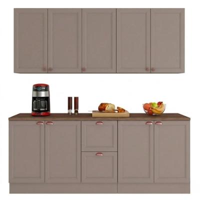 Cozinha Modulada Unna J00110P 6 Peças 200cm Cinza Poliman Móveis