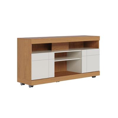 Rack para TV Yara 47" 136CM em MDP com Rodízios e Portas Frisadas Off White