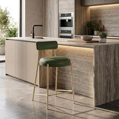 Banqueta Alta Londres PU com Encosto Industrial Verde D'Rossi