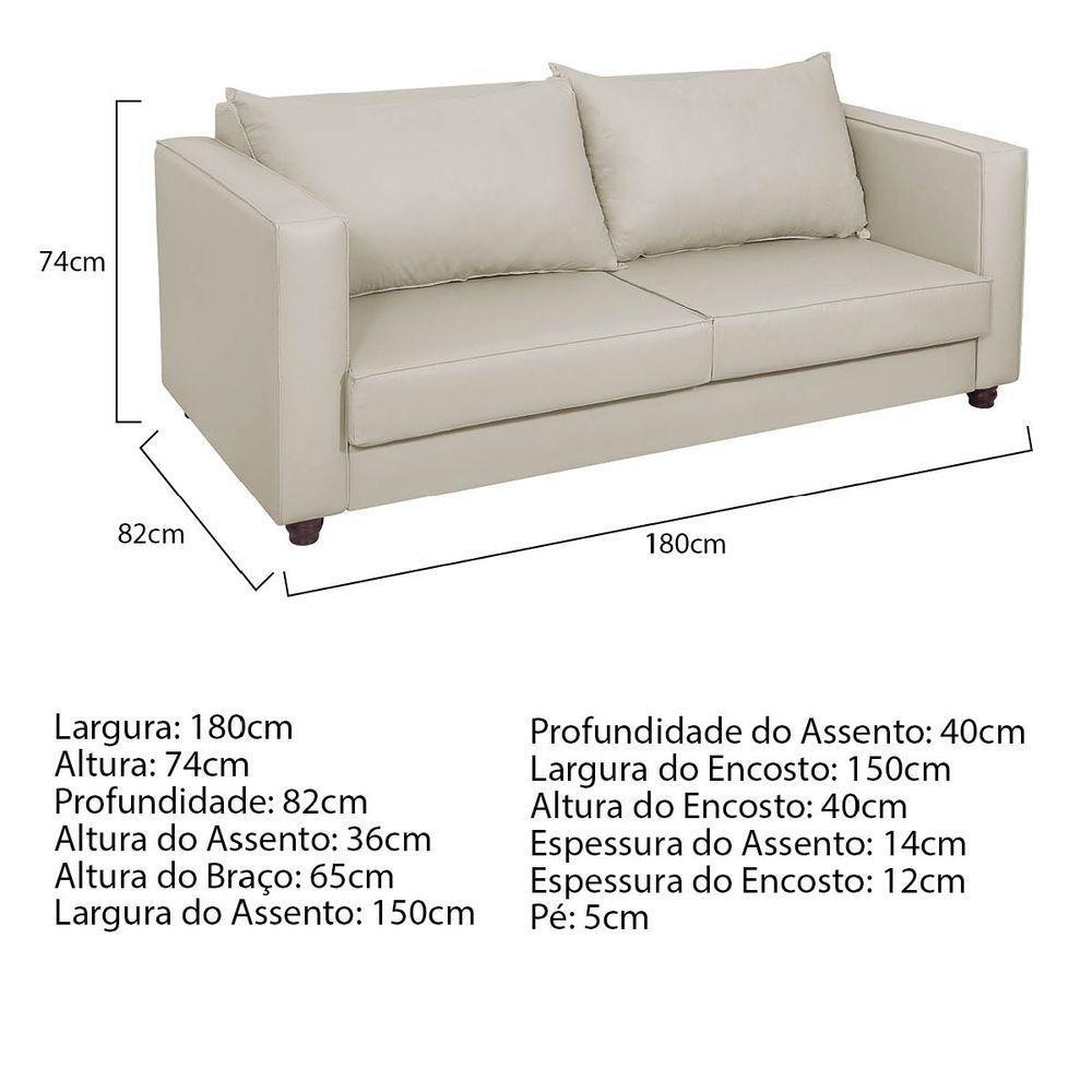 Sofá 2 Lugares Lisboa Linho - Doce Sonho Móveis Bege - 7