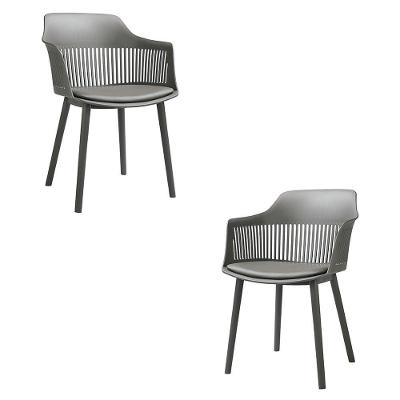 Kit 2 Cadeiras Decorativas Prescott G56 Estrutura Plástica Assento em PU e Polipropileno Cinza Gran