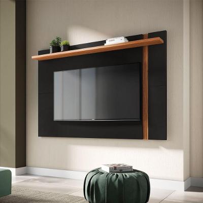 Painel para TV Leme 70" 160-180CM MDP Extensivo com Prateleira Decorativa Preto Noce