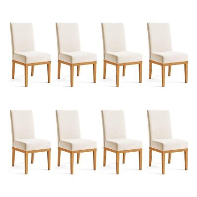Kit 8 Cadeiras De Jantar Brisa Suede Base De Madeira - Pallazio Cor Bege