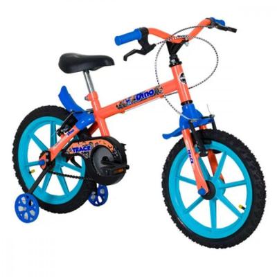 Bicicleta Track TK3 Dino Aro 16 Infantil Aço V-Brake Laranja e Azul