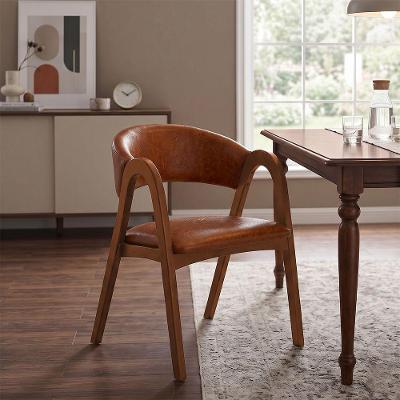 Poltrona de Jantar Valentina Madeira Maciça Estofada Ocre Mel Ideal Decor
