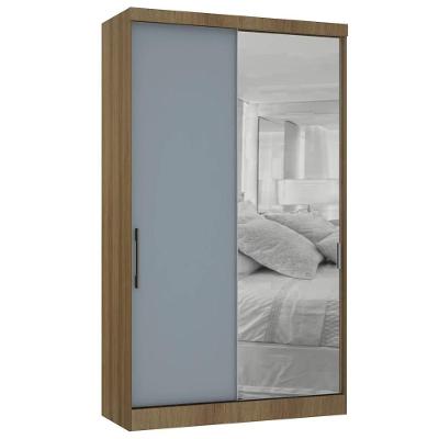 Guarda Roupa Solteiro 135cm 2 Portas E Espelho Delphi Avelã/grey L01 - Mpozenato