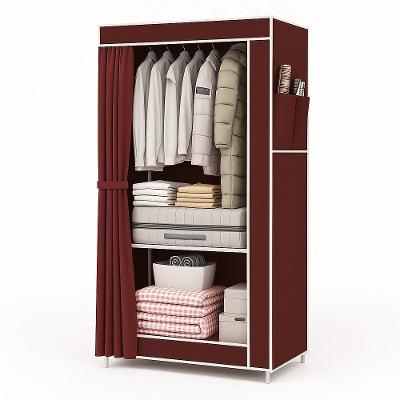 Guarda Roupa Portátil Solteiro e Closet Cabideiro com Prateleira Vinho Yeet