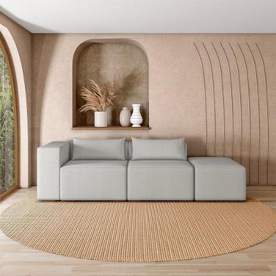 Sofá Atlanta Versátil Sala de Estar 4 Lugares 338cm Bouclê Cinza G52 Gran Belo