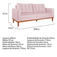 Sofá 2 Lugares Dubai Suede - Doce Sonho Móveis Rosa Bebê - 5