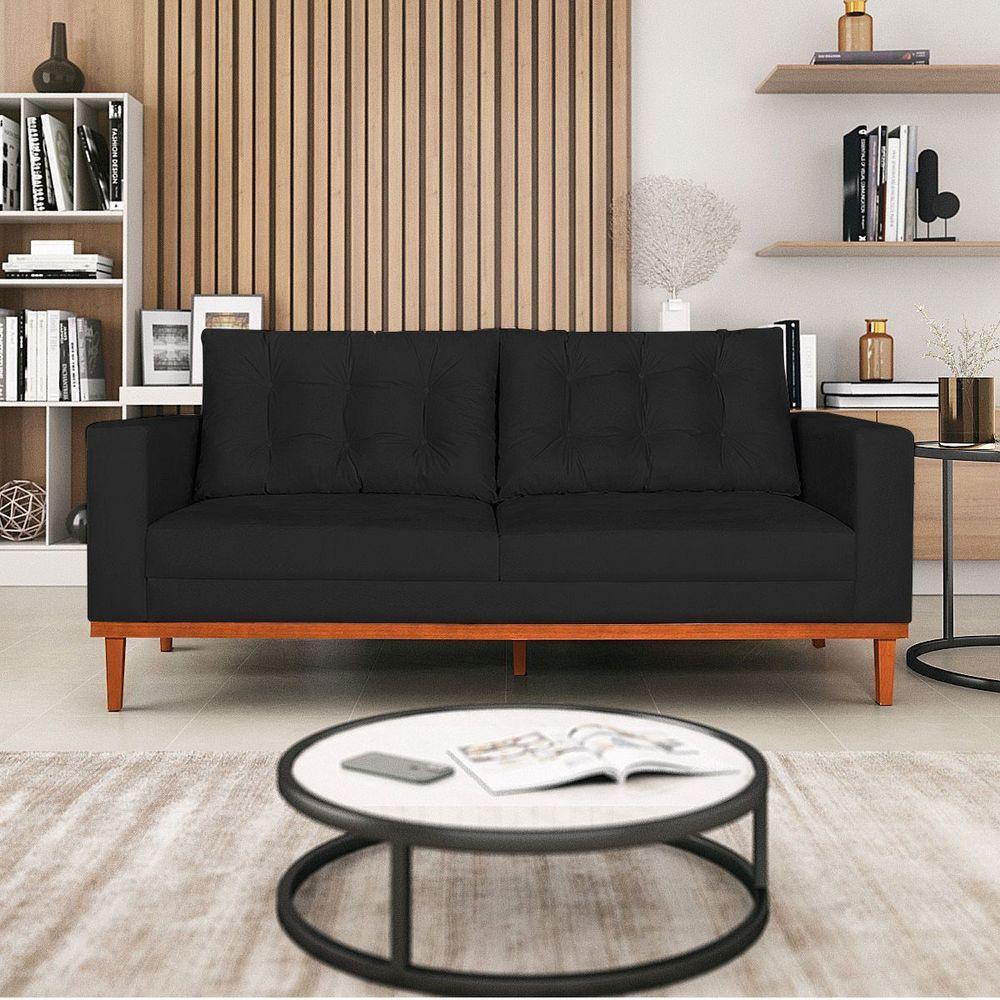 Sofá 2 Lugares Dubai Suede - Doce Sonho Móveis Preto - 7