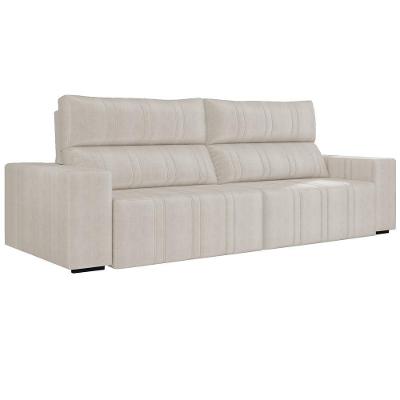 Sofá Leonel Suede Bege G52 4 Lugares Retrátil 274cm Sala de Estar Gran Belo