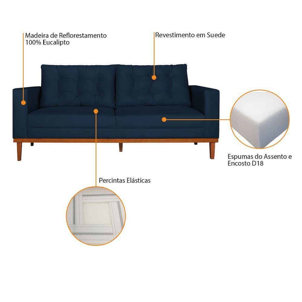 Sofá 2 Lugares Dubai Suede - Doce Sonho Móveis Azul Marinho - 4