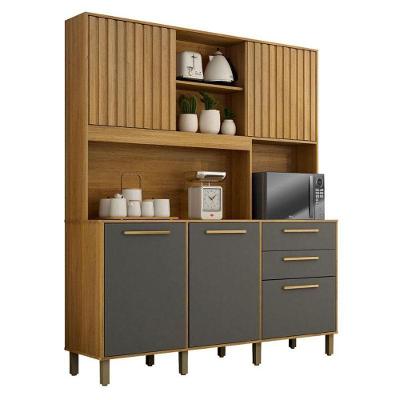 Armário de Cozinha Diamante 4 Portas 2 Gavetas MDF-MDP 163,5CM Cinamomo Grafite